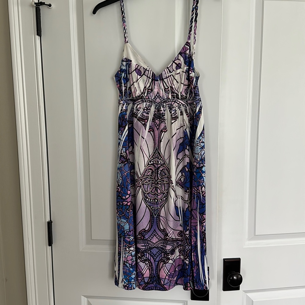 Summer dress with Braided Straps & pretty Rhinestone Detail, size Medium.